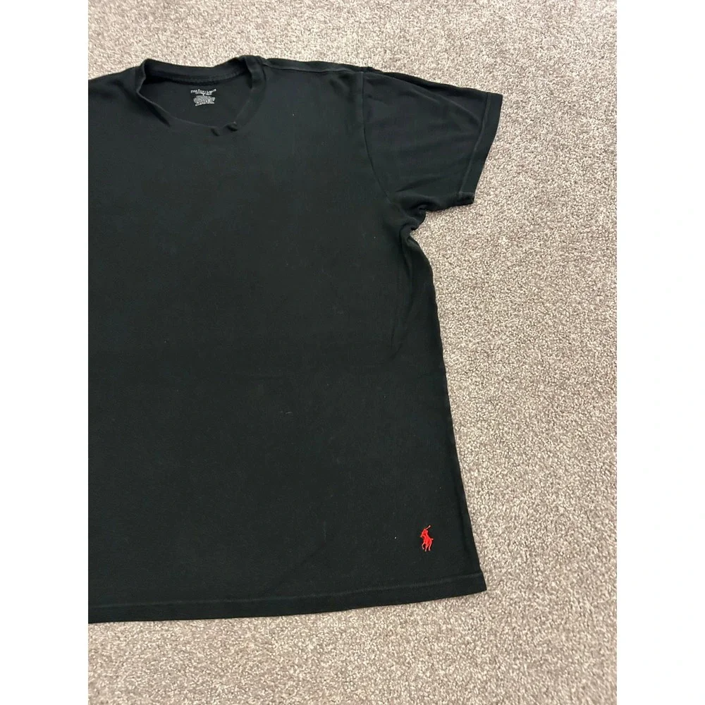 Polo Ralph Lauren T-Shirt Mens Large Black Excellent Red Pony Logo Crew Neck